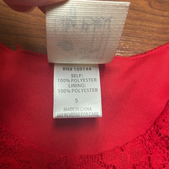 Lily Bleu Girls Red lace Sleeveless Dress size 5 - Picture 4 of 5